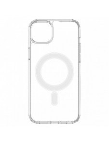 Klart magnetiskt fodral med MagSafe för iPhone 14 Plus med silverring - genomskinlig