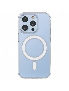 Klart magnetiskt fodral med MagSafe för iPhone 14 Pro med silverring - genomskinlig