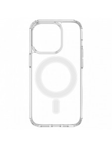 Klart magnetiskt fodral med MagSafe för iPhone 14 Pro med silverring - genomskinlig