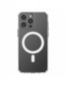 Klart magnetiskt fodral med MagSafe för iPhone 14 Pro Max med silverring - genomskinlig