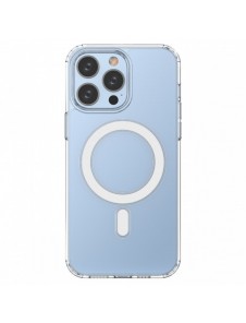Klart magnetiskt fodral med MagSafe för iPhone 14 Pro Max med silverring - genomskinlig