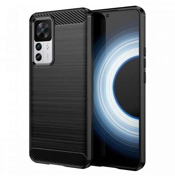 Carbon Case fodral för Xiaomi 12T Pro / Xiaomi 12T flexibelt silikon kolfodral svart