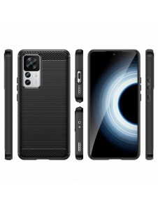 Carbon Case fodral för Xiaomi 12T Pro / Xiaomi 12T flexibelt silikon kolfodral svart