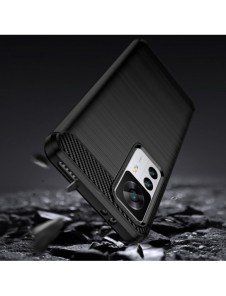Carbon Case fodral för Xiaomi 12T Pro / Xiaomi 12T flexibelt silikon kolfodral svart