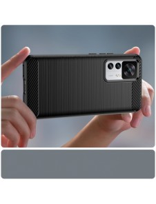 Carbon Case fodral för Xiaomi 12T Pro / Xiaomi 12T flexibelt silikon kolfodral svart