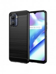 Carbon Case väska för Realme C33 flexibel silikon kolfodral svart