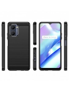 Carbon Case väska för Realme C33 flexibel silikon kolfodral svart