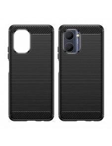 Carbon Case väska för Realme C33 flexibel silikon kolfodral svart