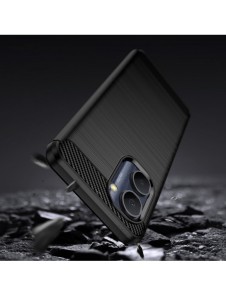 Carbon Case väska för Realme C33 flexibel silikon kolfodral svart