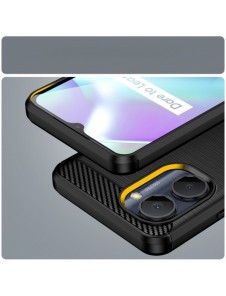 Carbon Case väska för Realme C33 flexibel silikon kolfodral svart