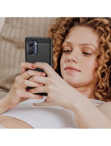 Carbon Case väska för Realme C33 flexibel silikon kolfodral svart