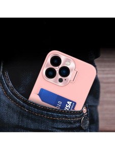 Läderfodral för iPhone 14 Plus kortplånboksfodral med stativ Rosa