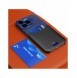 Läderställfodral för iPhone 14 Plus fodralkortplånbok med stativ blå