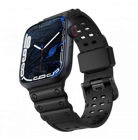 Rem Trippelskydd Apple Watch SE-rem, 9, 8, 7, 6, 5, 4, 3, 2, 1 (41, 40, 38 mm) armband svart