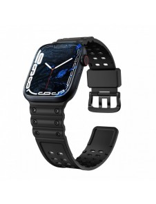 Rem Trippelskydd Apple Watch SE-rem, 9, 8, 7, 6, 5, 4, 3, 2, 1 (41, 40, 38 mm) armband svart
