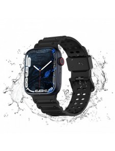 Rem Trippelskydd Apple Watch Ultra, SE, 9 ,8, 7, 6, 5, 4, 3, 2, 1 (49, 45, 44, 42 mm) bandarmband svart
