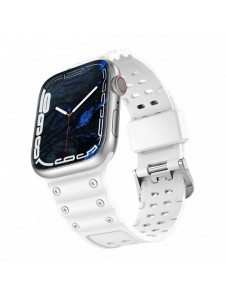 Rem Trippelskydd Apple Watch Ultra, SE, 9, 8, 7, 6, 5, 4, 3, 2, 1 (49, 45, 44, 42 mm) bandarmband vit