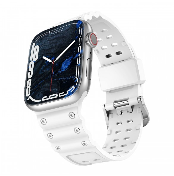 Rem Trippelskydd Apple Watch Ultra, SE, 9, 8, 7, 6, 5, 4, 3, 2, 1 (49, 45, 44, 42 mm) bandarmband vit