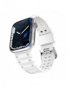 Rem Trippelskydd Apple Watch Ultra, SE, 9, 8, 7, 6, 5, 4, 3, 2, 1 (49, 45, 44, 42 mm) bandarmband vit