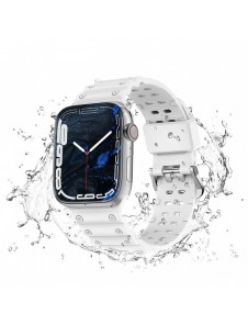 Rem Trippelskydd Apple Watch Ultra, SE, 9, 8, 7, 6, 5, 4, 3, 2, 1 (49, 45, 44, 42 mm) bandarmband vit