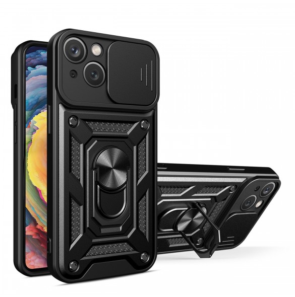 Hybrid Armor Camshield Fodral för Vivo X80 Lite / Vivo V25 Pansarfodral med kameraskydd Svart