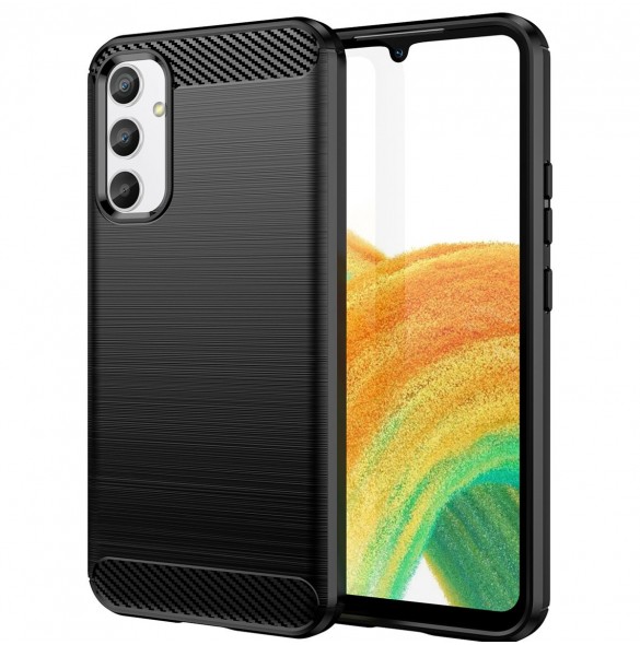 Carbon Case för Samsung Galaxy A04e flexibelt silikon kolfodral svart