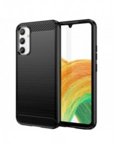 Carbon Case för Samsung Galaxy A04e flexibelt silikon kolfodral svart