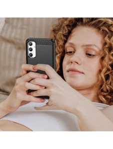 Carbon Case för Samsung Galaxy A04e flexibelt silikon kolfodral svart