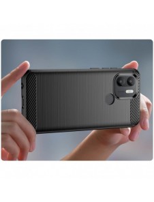 Carbon Case fodral för Xiaomi Redmi A1+ flexibel silikon kolfodral svart