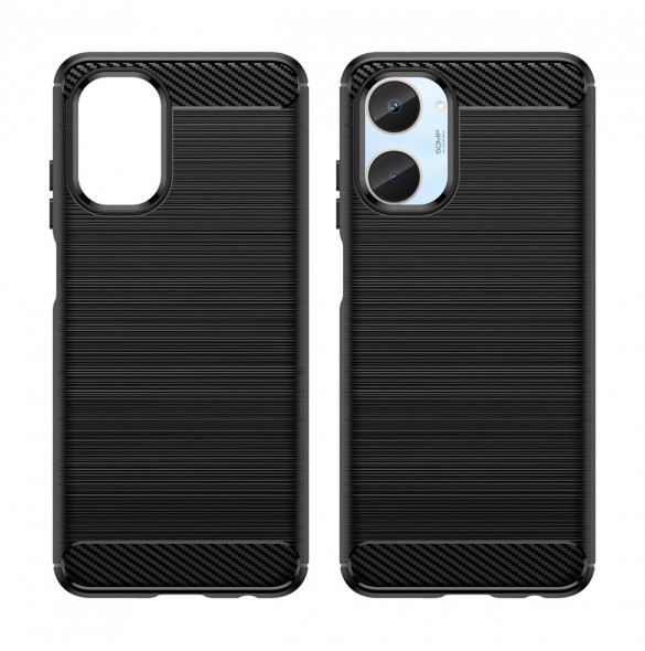 Carbon Case-fodral för Realme 10 flexibel silikon kolfodral svart