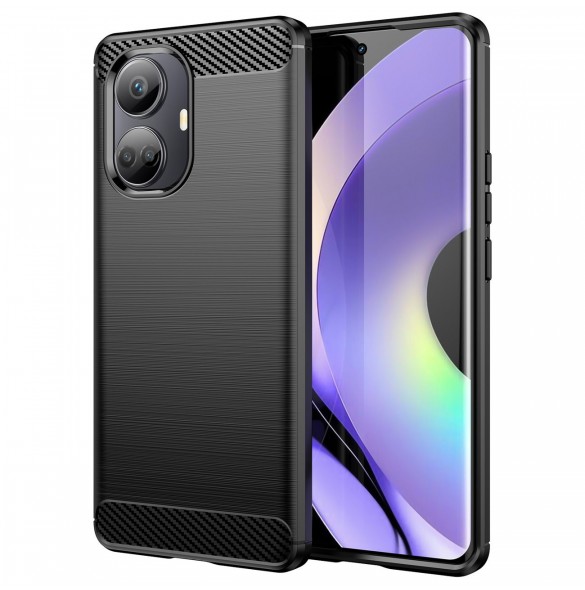 Carbon Case-fodral för Realme 10 Pro flexibel silikon kolfodral svart