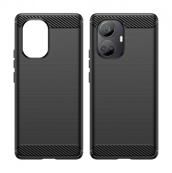 Carbon Case-fodral för Realme 10 Pro+ flexibel silikon kolfodral svart