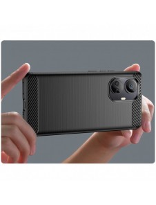 Carbon Case-fodral för Realme 10 Pro+ flexibel silikon kolfodral svart
