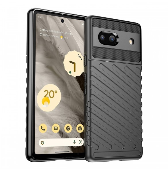 Thunder Case fodral för Google Pixel 7a silikon pansarfodral svart