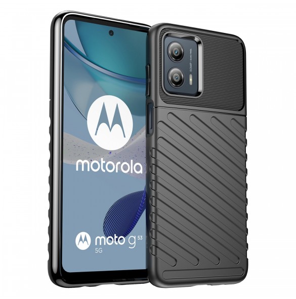 Thunder Case fodral för Motorola Moto G53 silikon pansarfodral svart