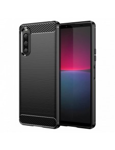 Carbon Case fodral för Sony Xperia 10 V flexibel silikon kolfodral svart
