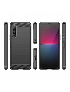 Carbon Case fodral för Sony Xperia 10 V flexibel silikon kolfodral svart