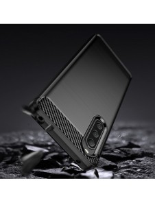 Carbon Case fodral för Sony Xperia 10 V flexibel silikon kolfodral svart