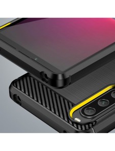 Carbon Case fodral för Sony Xperia 10 V flexibel silikon kolfodral svart