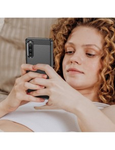 Carbon Case fodral för Sony Xperia 10 V flexibel silikon kolfodral svart