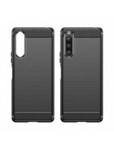 Carbon Case fodral för Sony Xperia 10 V flexibel silikon kolfodral svart