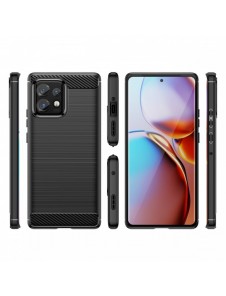 Carbon Case Cover för Motorola Edge+ 2023 / Moto X40 Pro / Moto X40 Flexible Silikon Carbon Cover Black