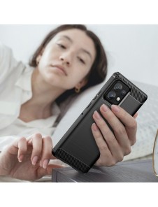 Carbon Case Cover för Motorola Edge+ 2023 / Moto X40 Pro / Moto X40 Flexible Silikon Carbon Cover Black