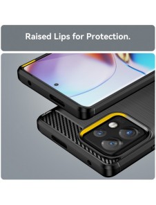 Carbon Case Cover för Motorola Edge+ 2023 / Moto X40 Pro / Moto X40 Flexible Silikon Carbon Cover Black