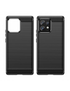 Carbon Case Cover för Motorola Edge+ 2023 / Moto X40 Pro / Moto X40 Flexible Silikon Carbon Cover Black