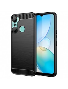 Carbon Case-fodral för Infinix Hot 12 Pro flexibelt silikon kolfodral svart