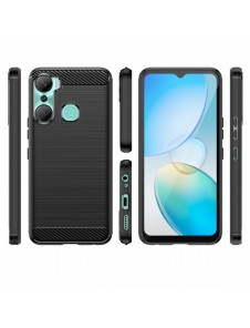 Carbon Case-fodral för Infinix Hot 12 Pro flexibelt silikon kolfodral svart