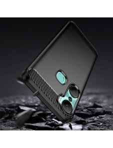 Carbon Case-fodral för Infinix Hot 12 Pro flexibelt silikon kolfodral svart