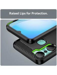 Carbon Case-fodral för Infinix Hot 12 Pro flexibelt silikon kolfodral svart