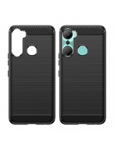 Carbon Case-fodral för Infinix Hot 12 Pro flexibelt silikon kolfodral svart